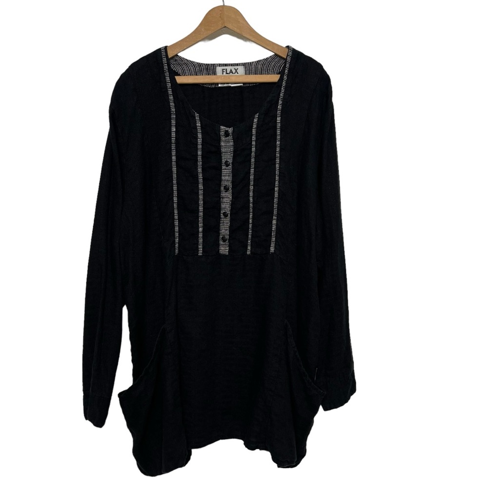 Flax 100% Linen Tunic Top Button Front Lagenlook … - image 1